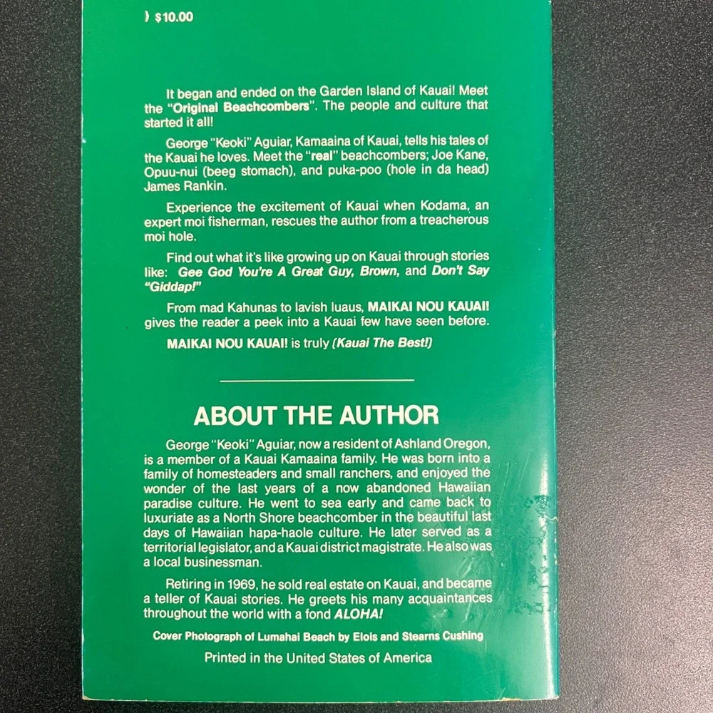 Signed Maikai Nou Kauai! George R Aguiar Keoki 1989 First Printing Hawaii Book